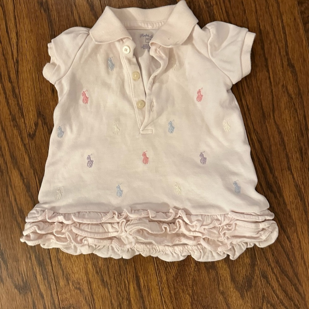 Ralph Lauren Pink Casual Dress with Ruffled Hem